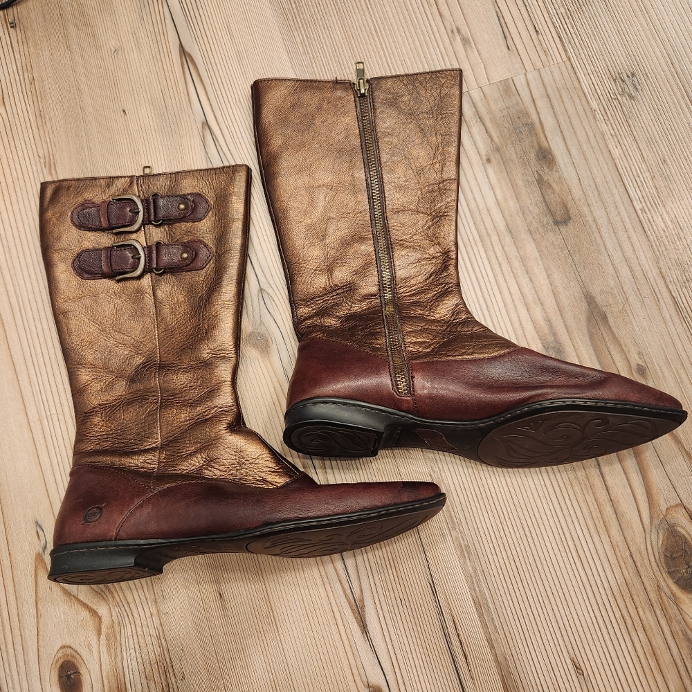 Born Leather Knee High Rider Zip Up Boot - Picture 4 of 16